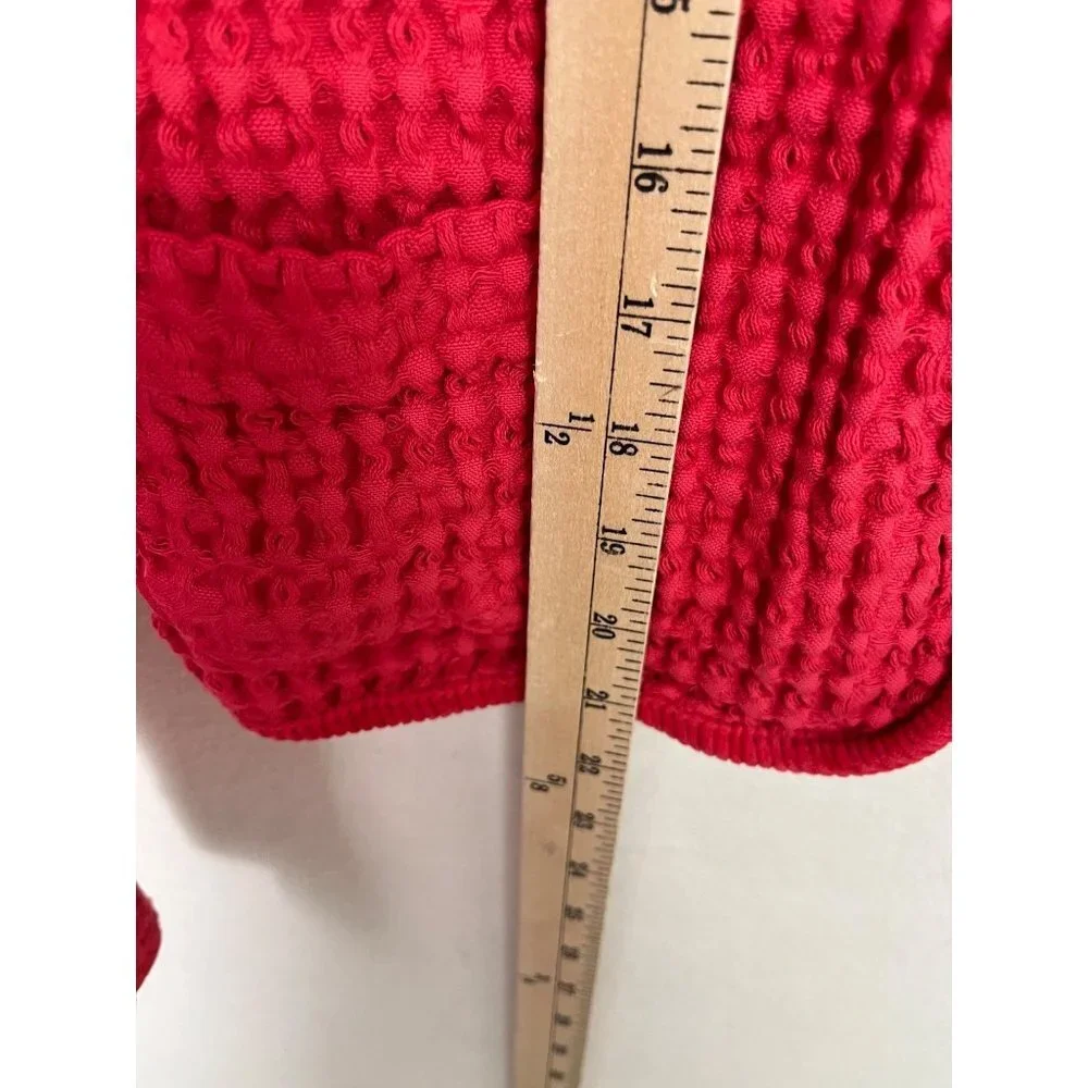 Mod-o-doc‎ Waffle Textured Cardigan red preppy sz S